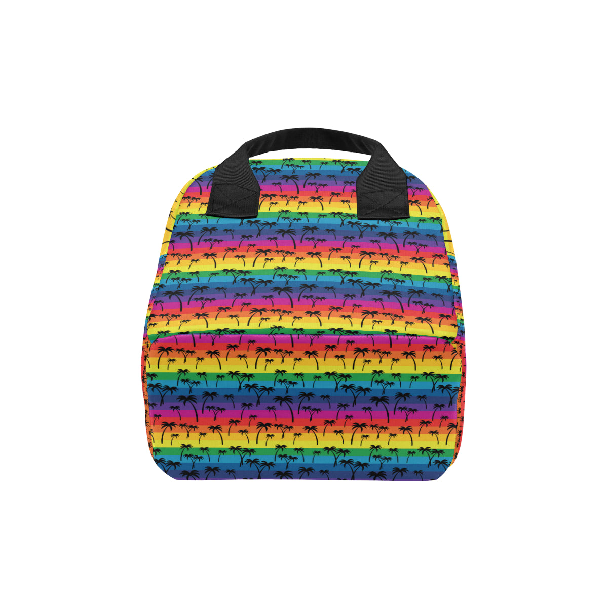 Palm Tree Rainbow Themed Print Insulated Lunch Bag