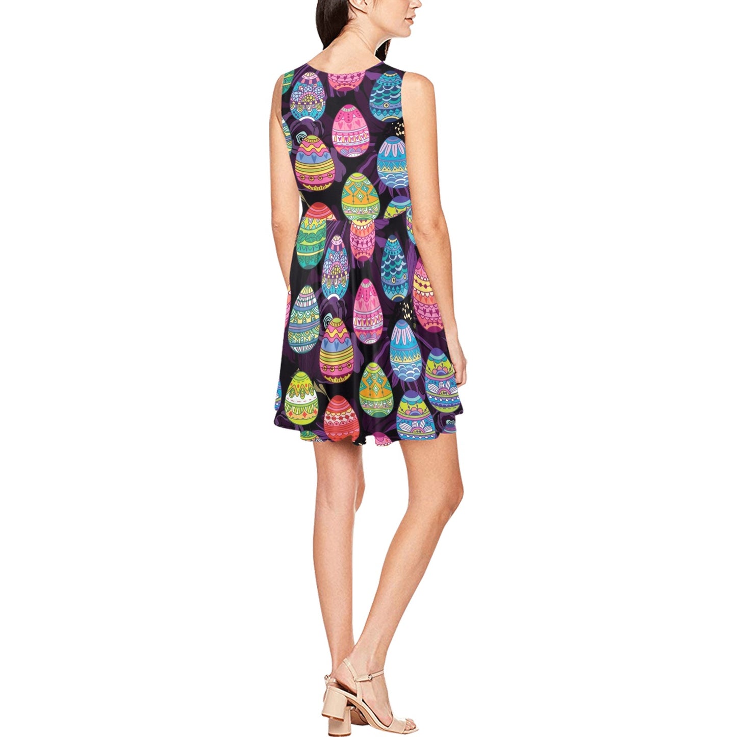 Easter Eggs Pattern Print Design RB08 Sleeveless Dress