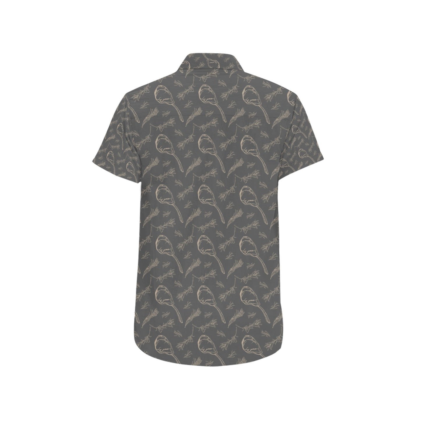 Steak Print Design LKS302 Men Short Sleeve Button Up Shirt