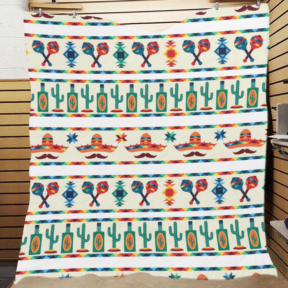 Maracas Mexican Pattern Print Design 01 Premium Quilt