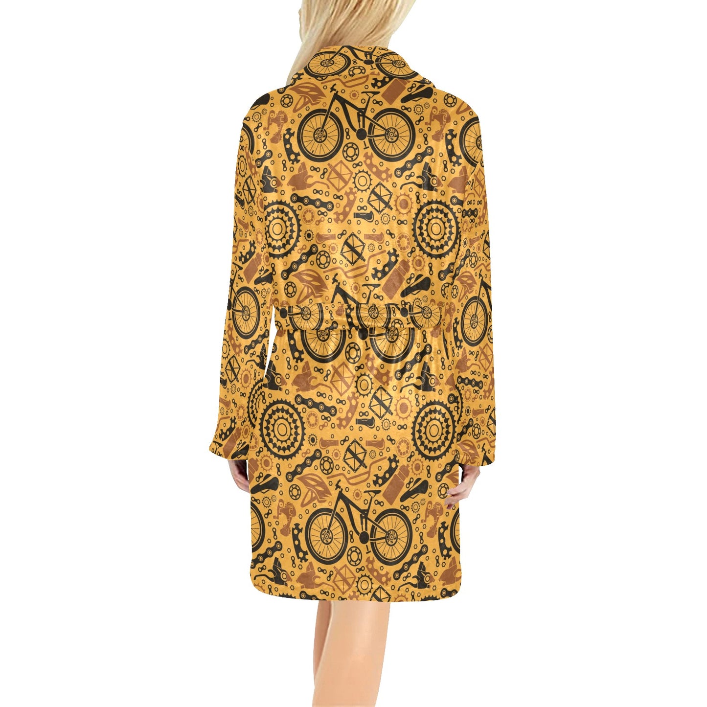 Mountain bike Pattern Print Design 03 Women's Fleece Robe