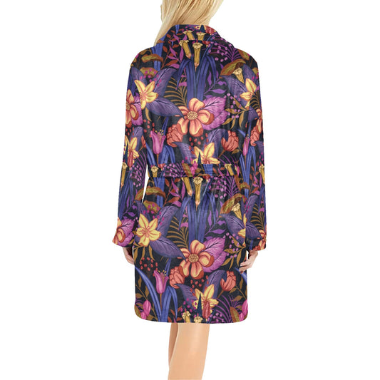 Lily Pattern Print Design LY016 Women's Fleece Robe