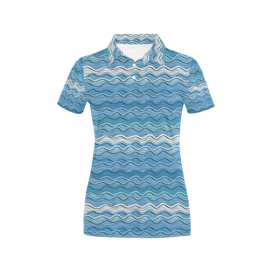 Wave Print Design LKS301 Women's Polo Shirt