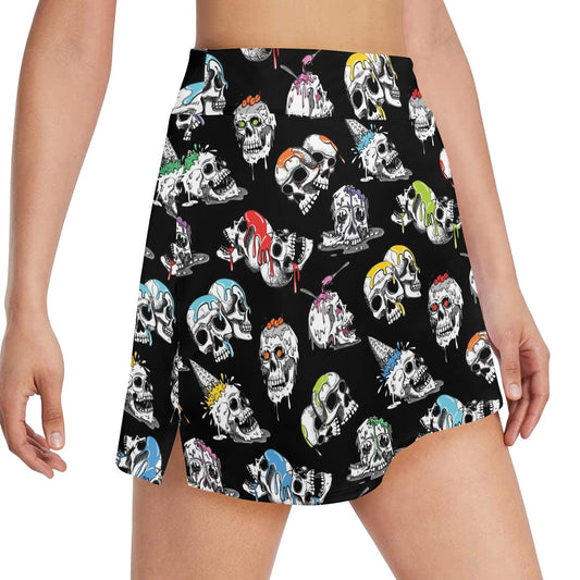 Skull Print Design LKS3013 17" Golf & Pickleball Skort with Pockets