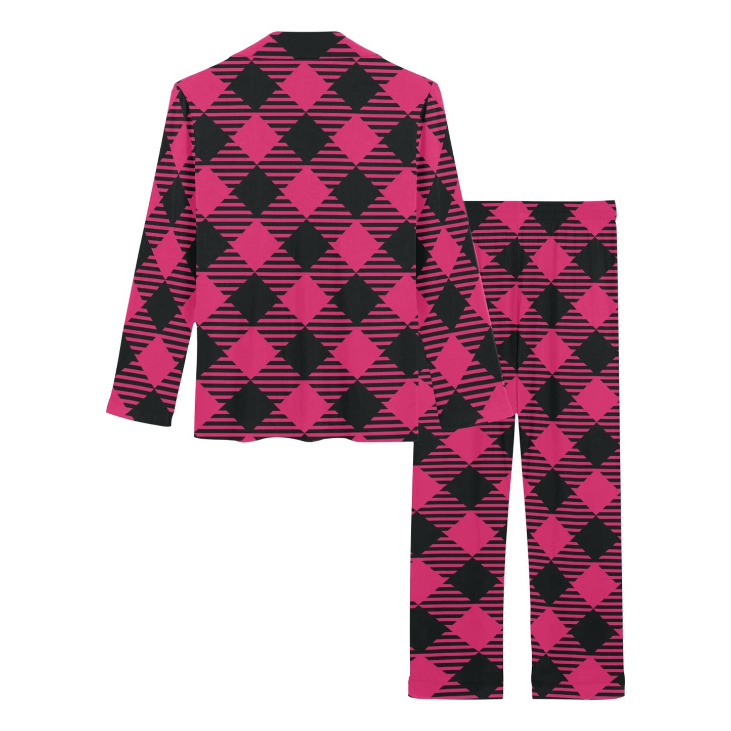 Buffalo check Pink Pattern Print Design 01 Women's Long Pajama Set