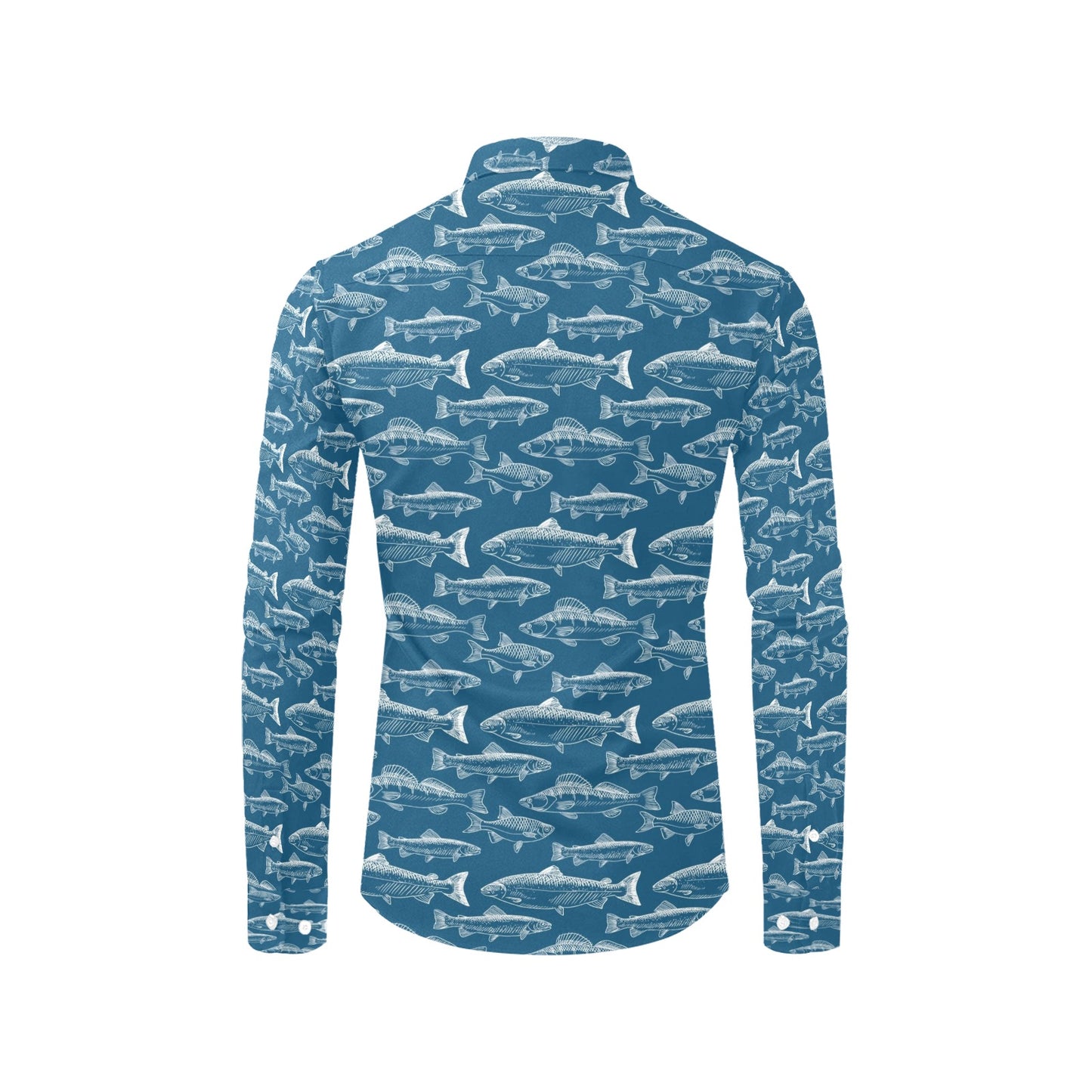 Salmon Fish Print Design LKS301 Men's Long Sleeve Dress Shirt