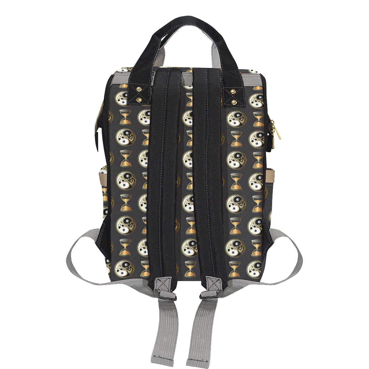 Yin Yang Skull Themed Design Print Diaper Bag Backpack