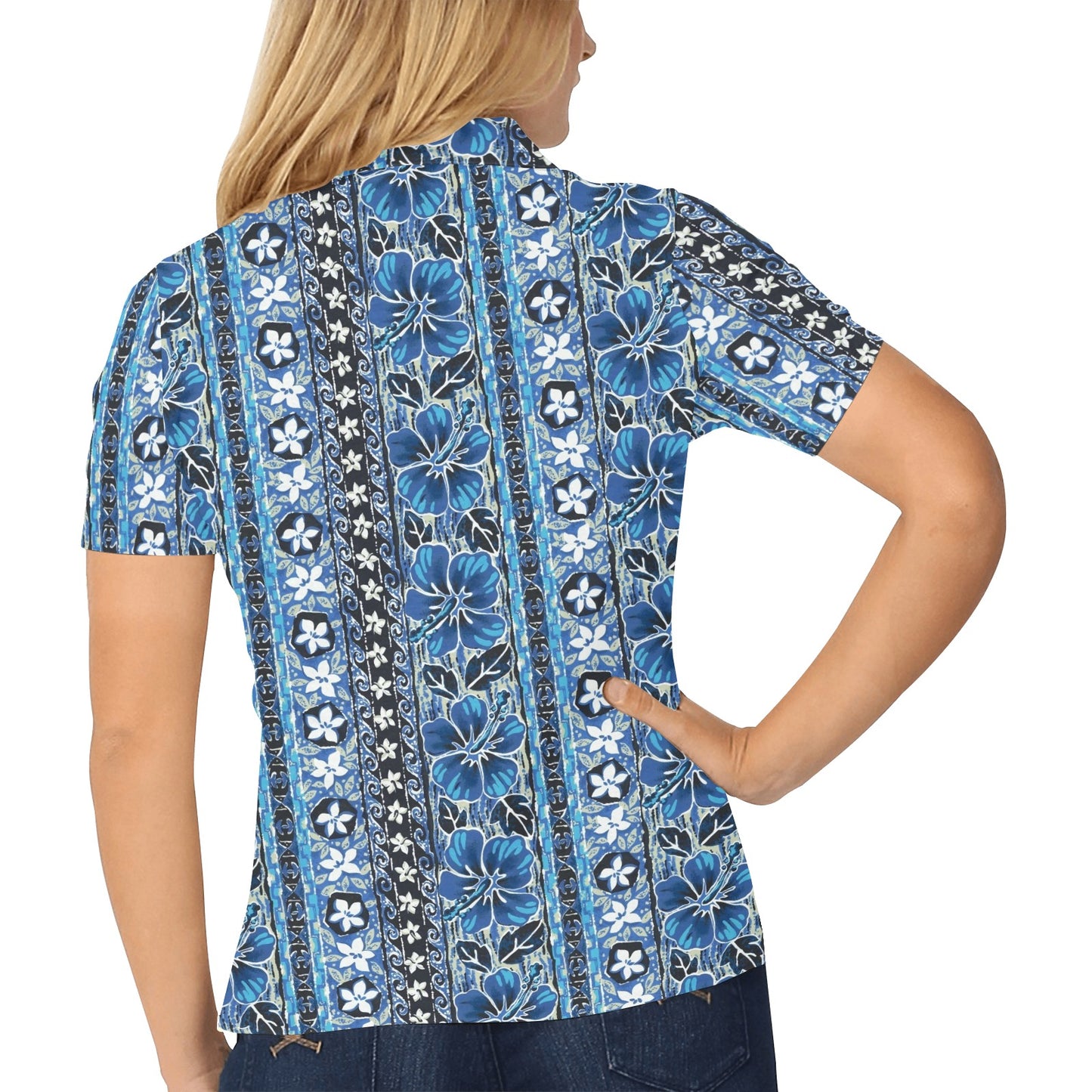 Hawaiian Themed Pattern Print Design H012 Women's Polo Shirt