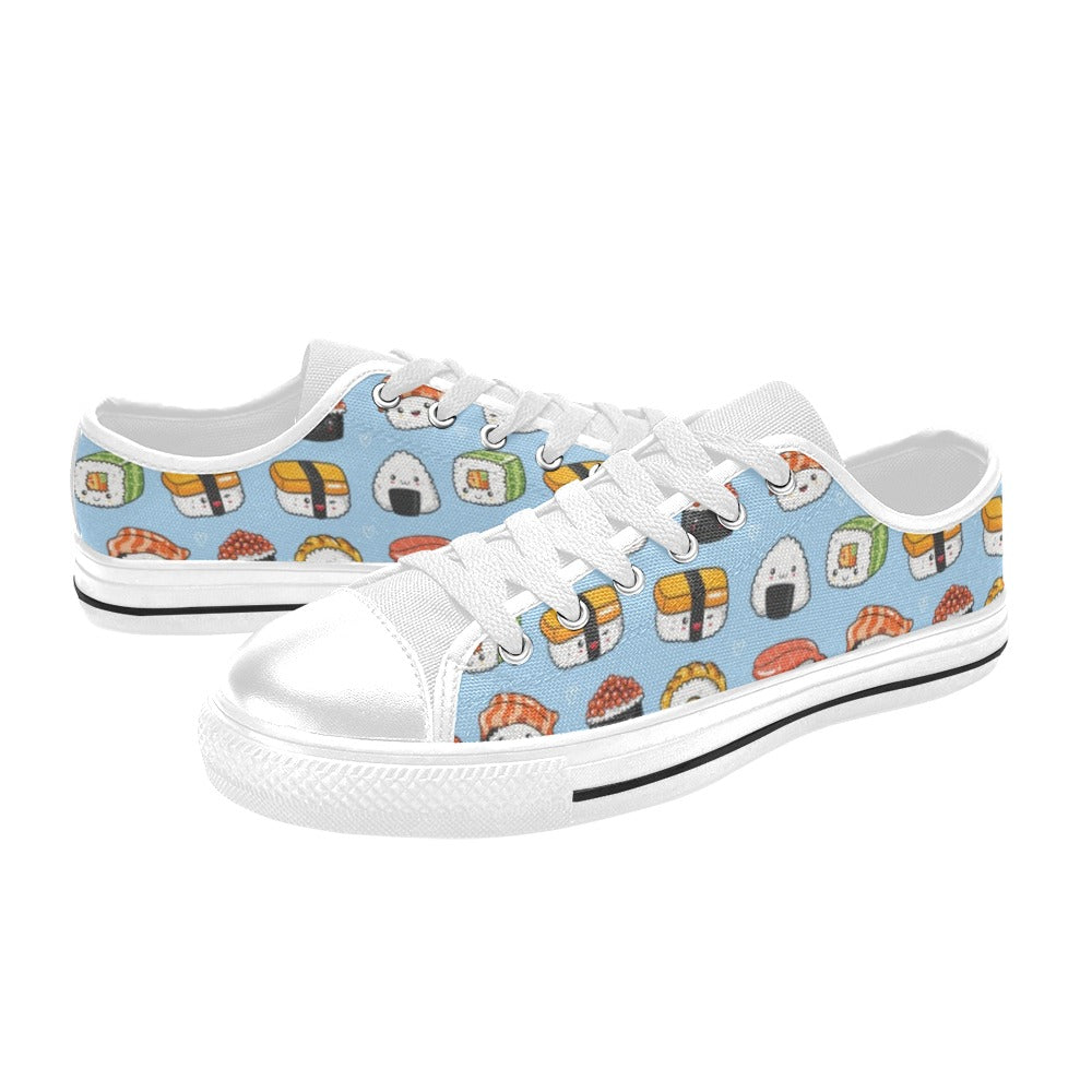 Sushi Print Design LKS303 Women's White Low Top Shoes