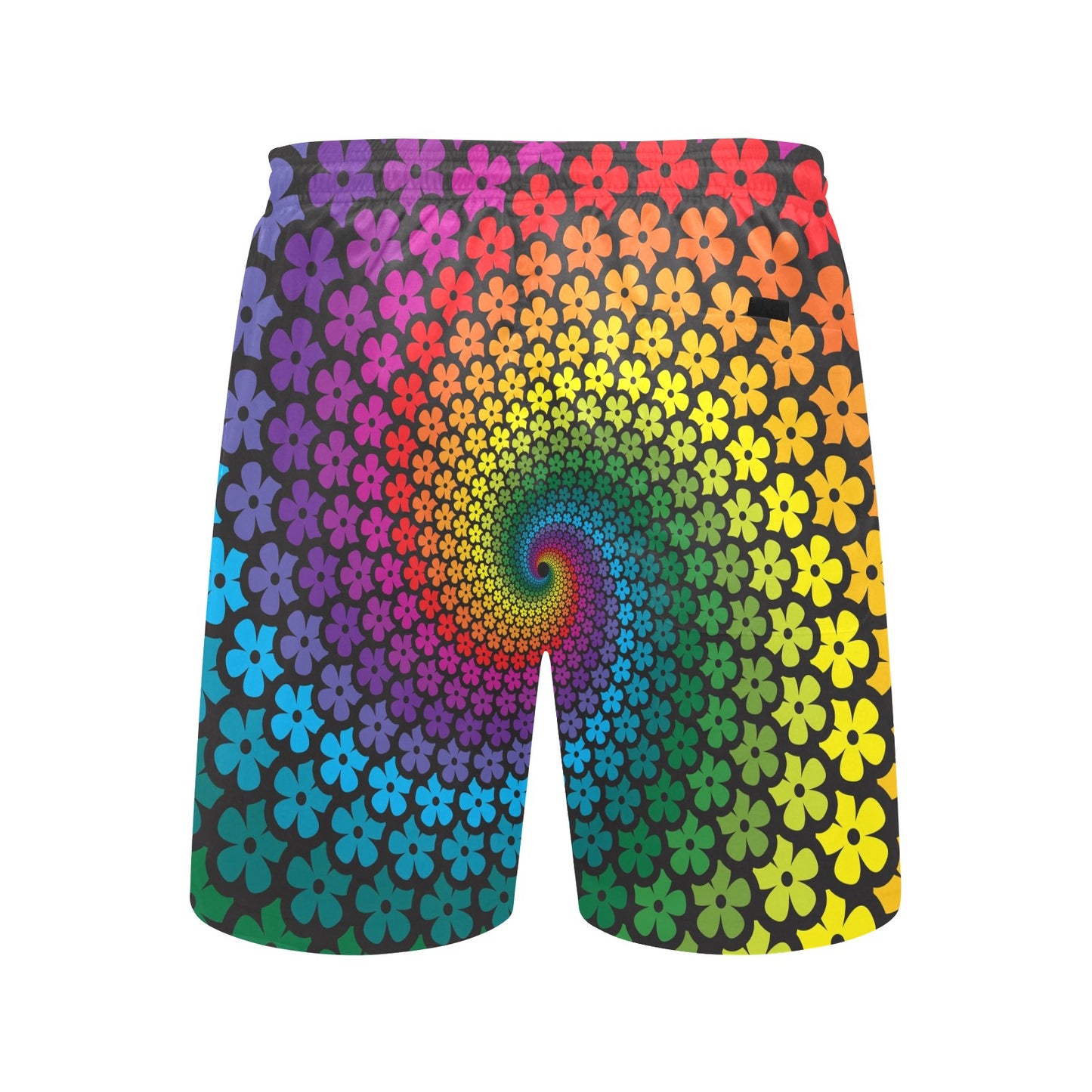 Flower Power Rainbow Spiral Print Men's Swim Trunks Beach Shorts