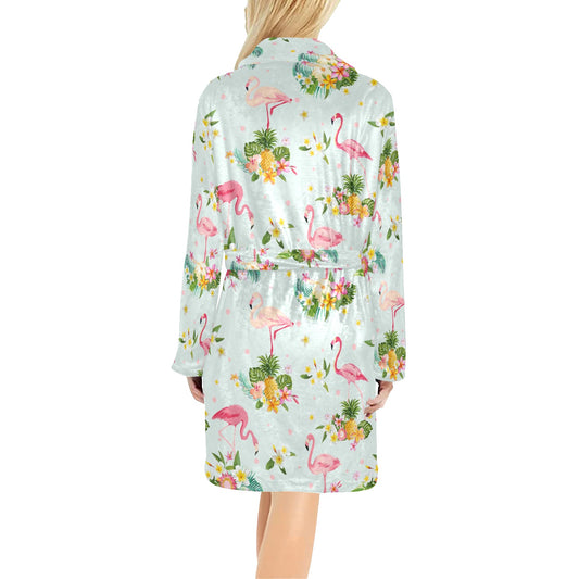 Flamingo Sweet Pattern Women's Fleece Robe
