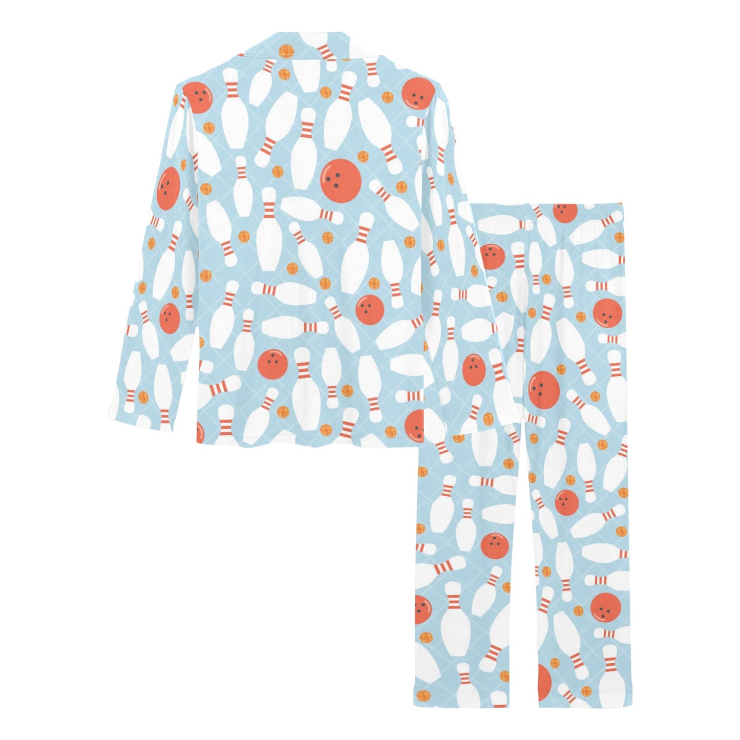 Bowling Pattern Print Design 09 Women's Long Pajama Set