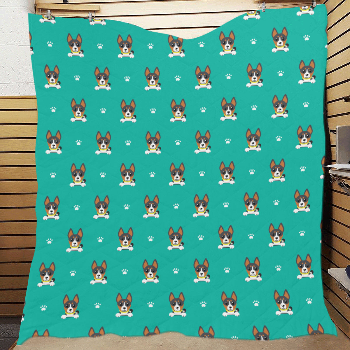 Basenji Pattern Print Design 03 Premium Quilt
