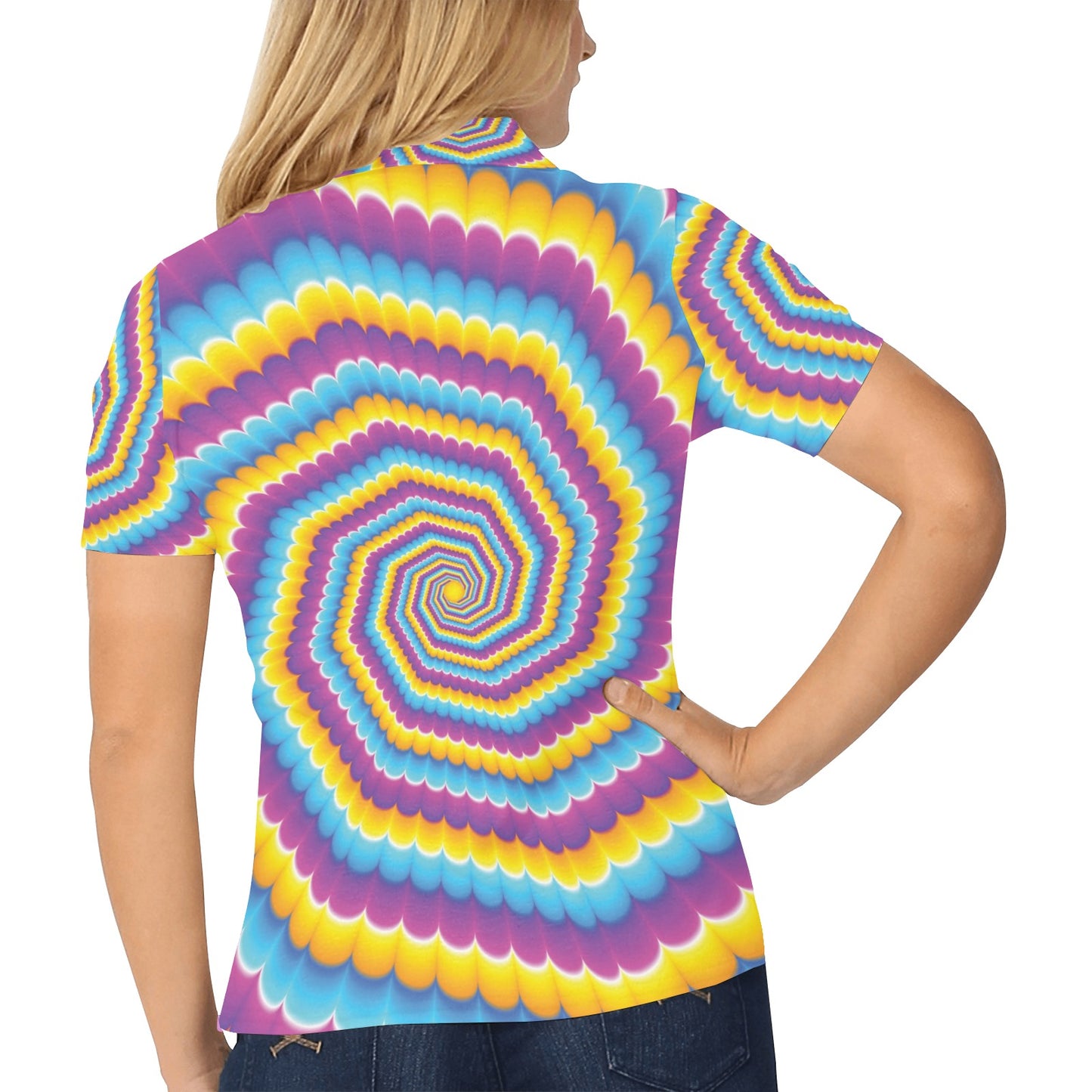 Optical illusion Pattern Print Design A04 Women's Polo Shirt