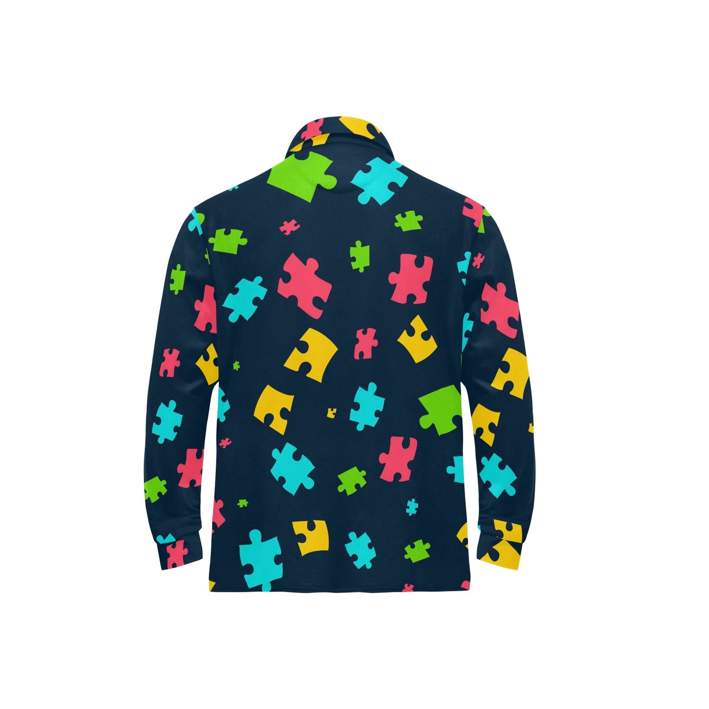 Autism Awareness Colorful Design Print Long Sleeve Polo Shirt For Men's