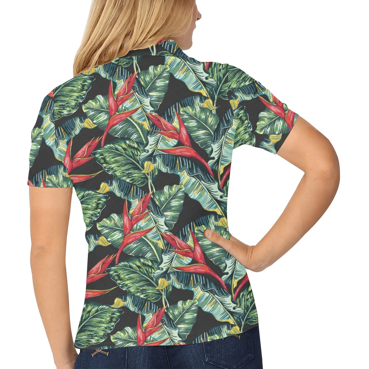 Bird Of Paradise Pattern Print Design BOP06 Women's Polo Shirt