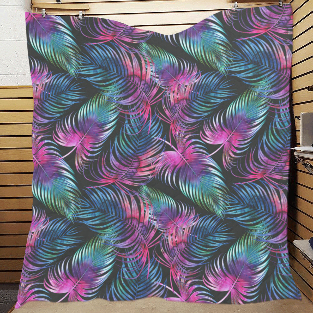 Palm Leaves Pattern Print Design PL010 Premium Quilt