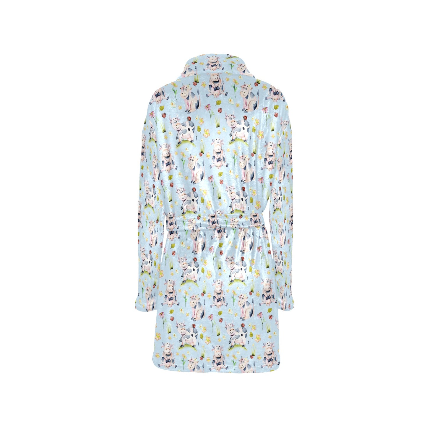 Cow Happy Pattern Print Design 05 Women's Fleece Robe