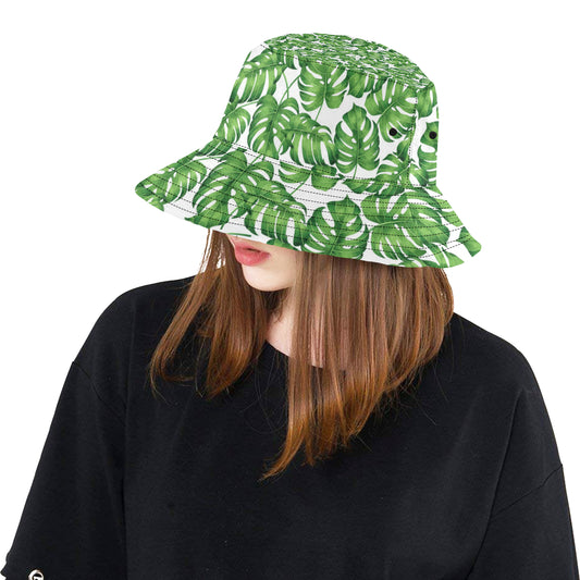 Palm Leaves Pattern Print Design PL08 Unisex Bucket Hat