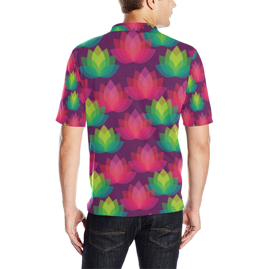 Lotus Pattern Print Design 02 Men Polo Shirt