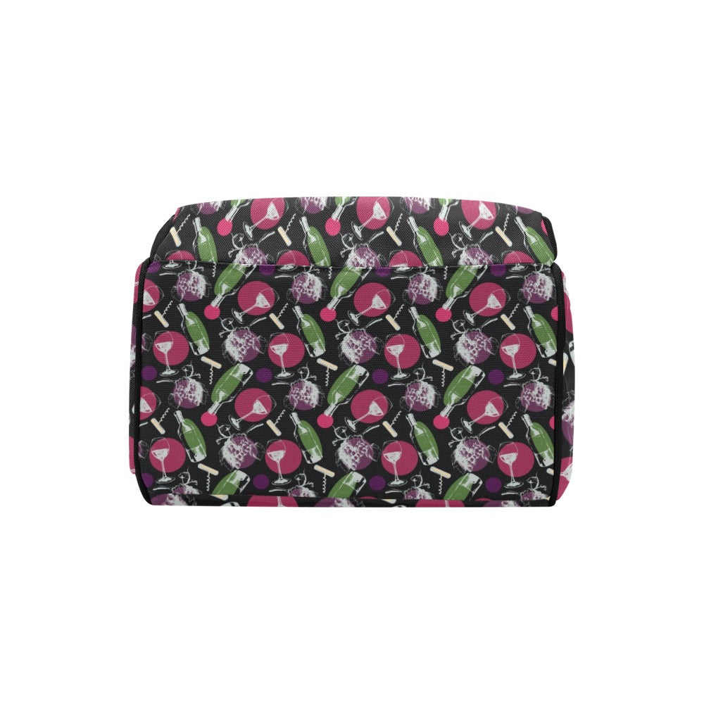Wine Print Design LKS307 Diaper Bag Backpack