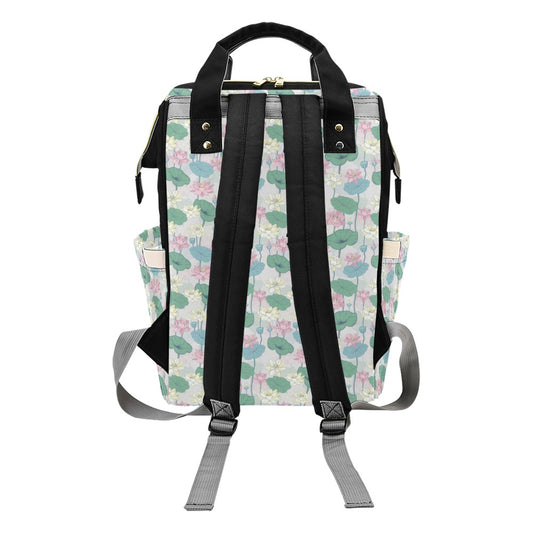 Water Lily Print Design LKS305 Diaper Bag Backpack