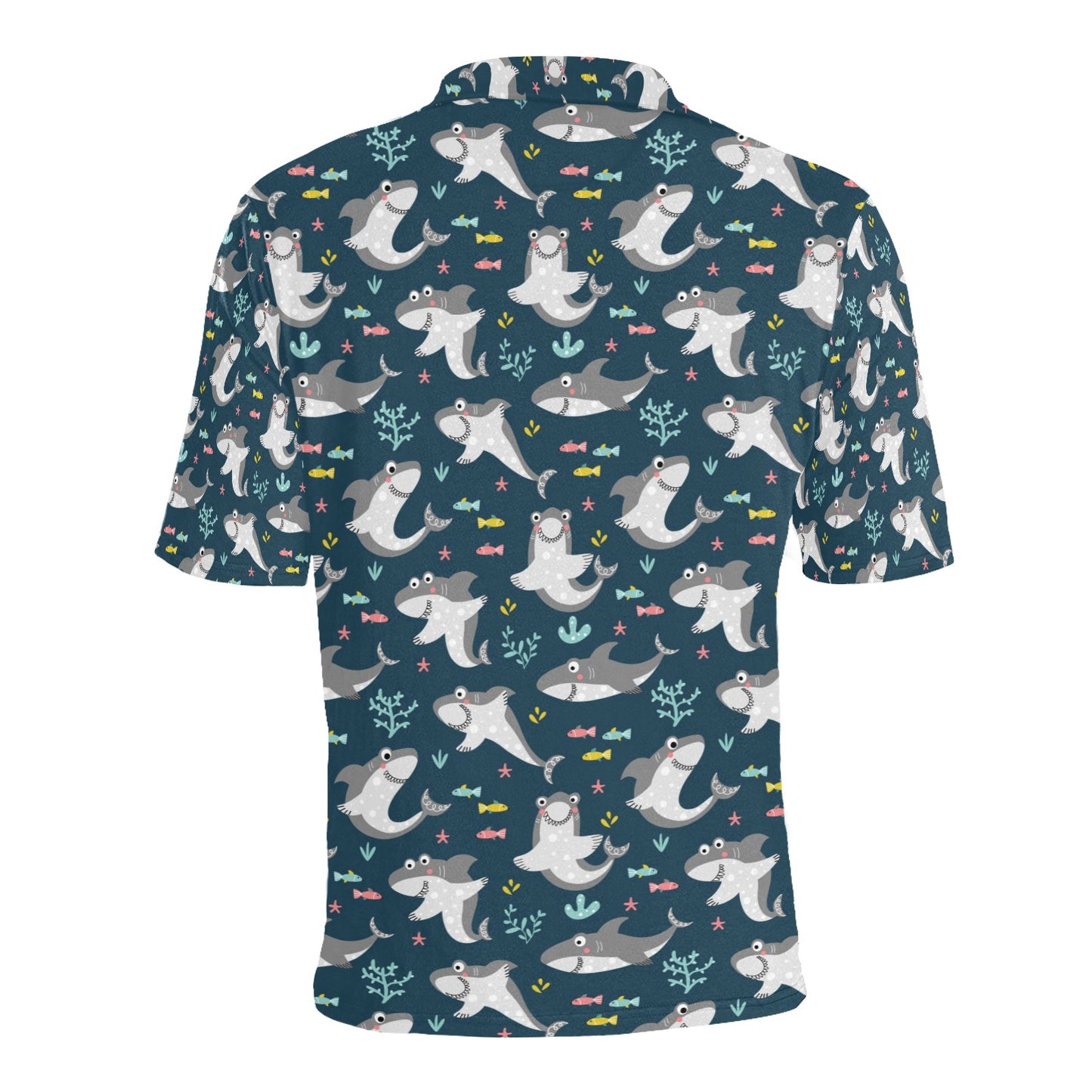 Shark Print Design LKS307 Men Polo Shirt
