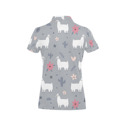 Llama Pattern Print Design 010 Women's Polo Shirt