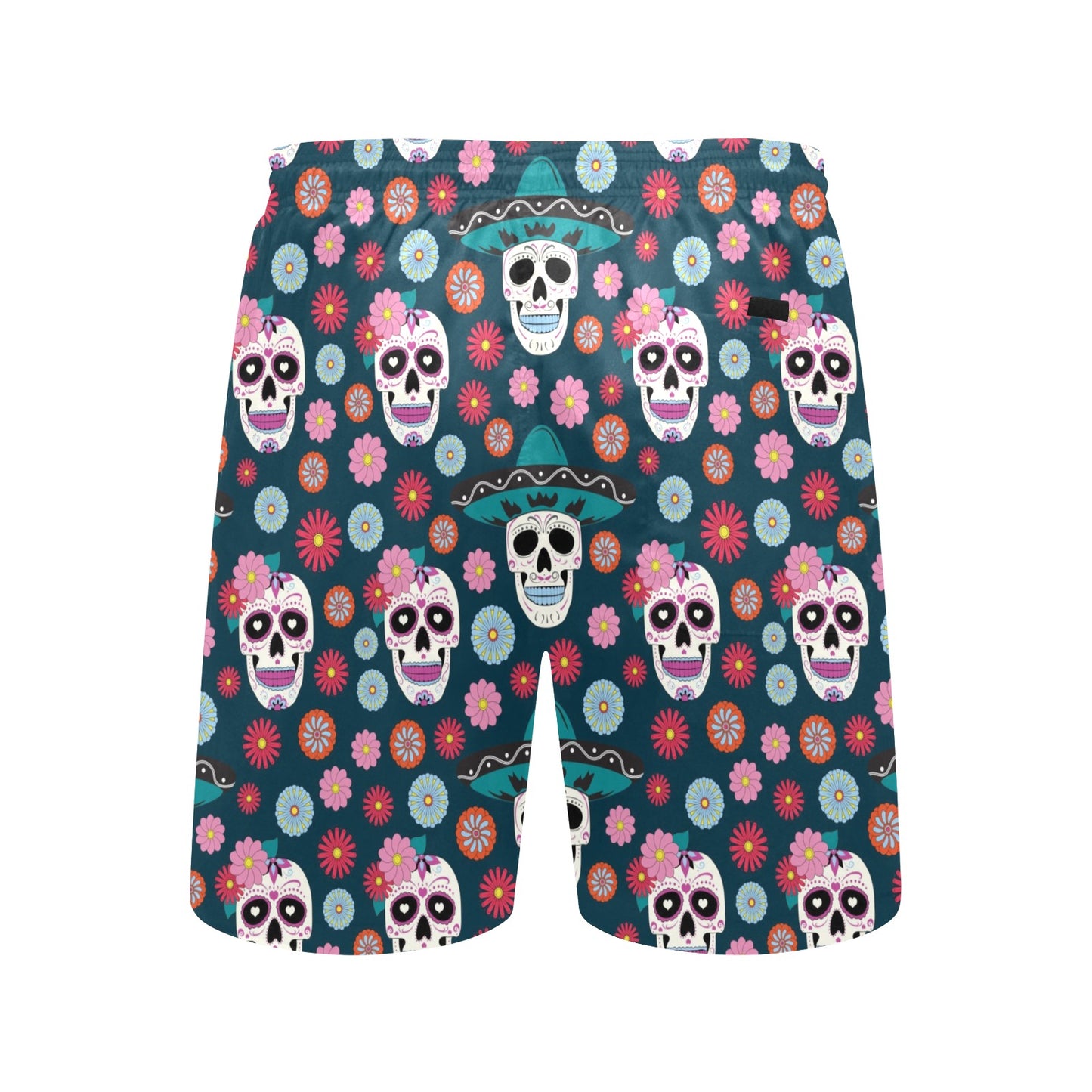 Sugar Skull Print Design LKS308 Men's Swim Trunks Beach Shorts