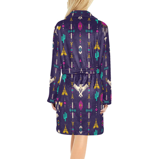 Native American Eagle Indian Pattern Women's Fleece Robe