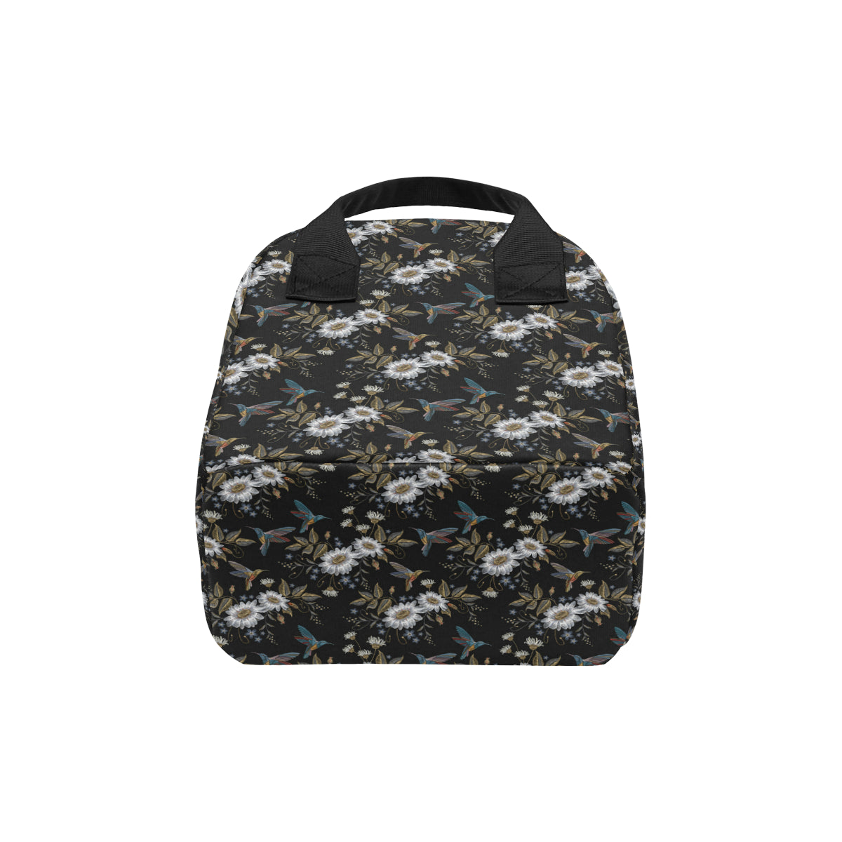 Hummingbird with Embroidery Themed Print Insulated Lunch Bag