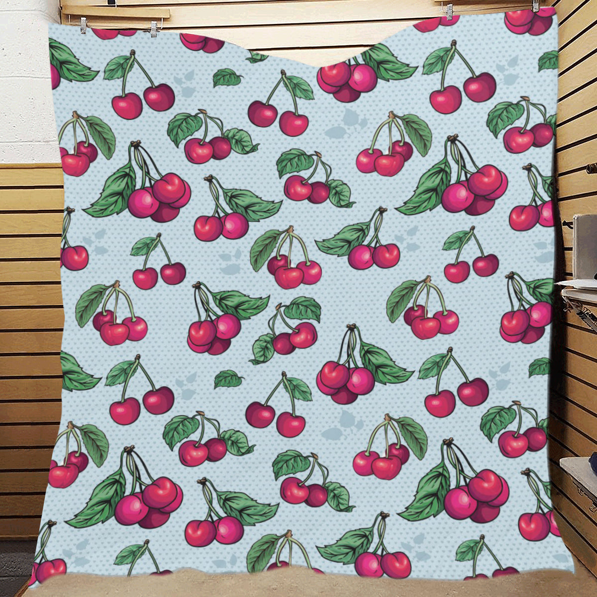 Cherry Pattern Print Design CH01 Premium Quilt