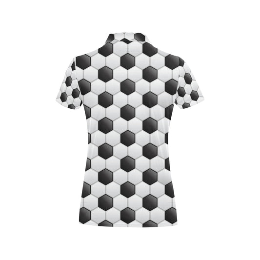 Soccer Ball Texture Print Pattern Women's Polo Shirt