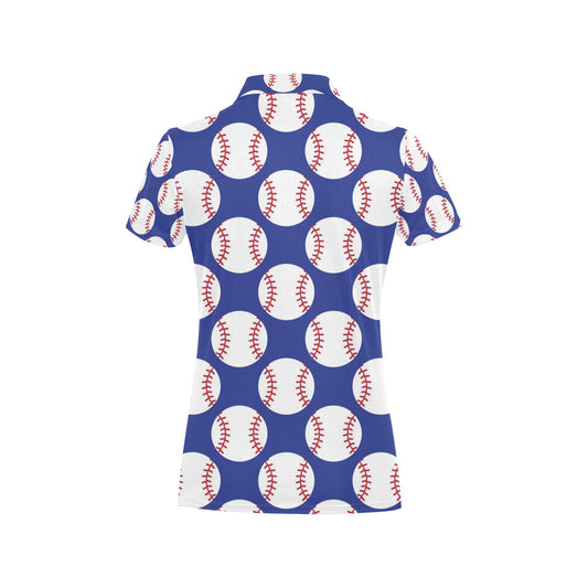 Baseball Blue Background Women's Polo Shirt