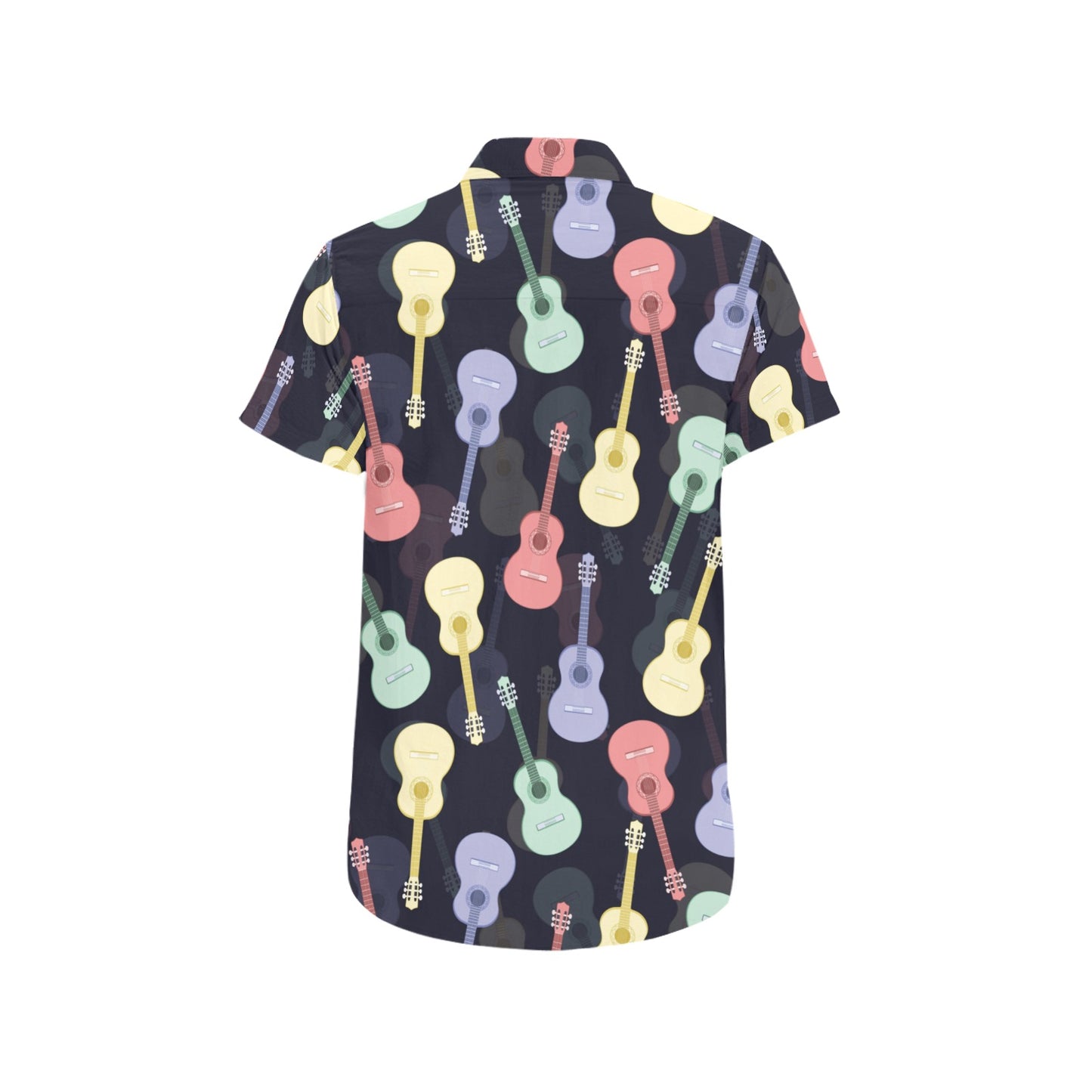 Acoustic Guitar Print Design LKS401 Men Short Sleeve Button Up Shirt