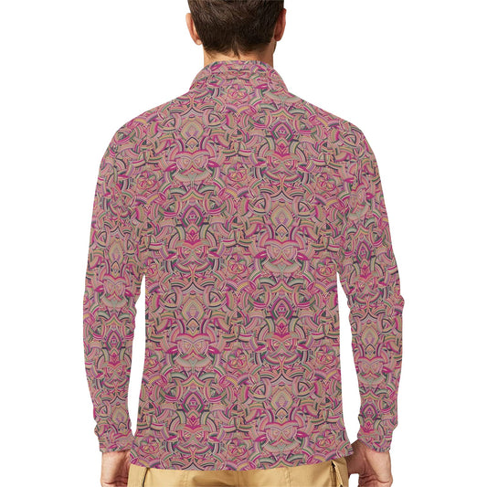 Celtic Pattern Print Design 04 Long Sleeve Polo Shirt For Men's