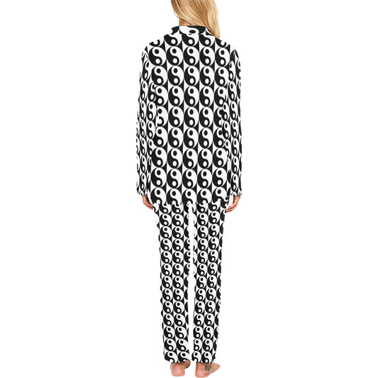 Yin Yang Classic Pattern Design Print Women's Long Pajama Set