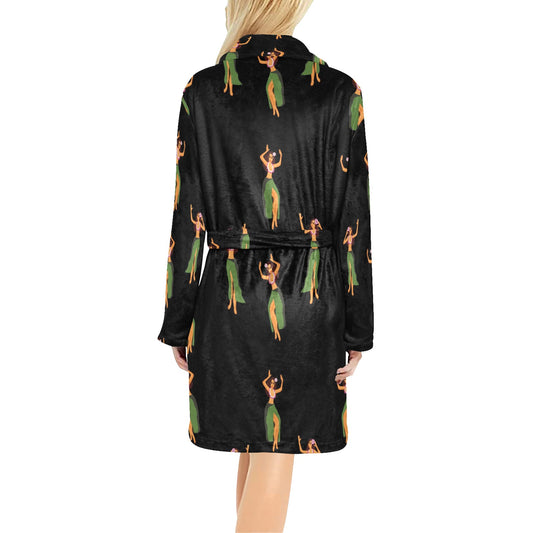 Hula Dancers Girl Pattern Print Design 01 Women's Fleece Robe