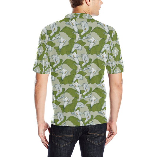 Lily Pattern Print Design LY08 Men Polo Shirt