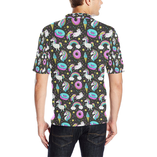 Donut Unicorn Pattern Print Design DN09 Men Polo Shirt