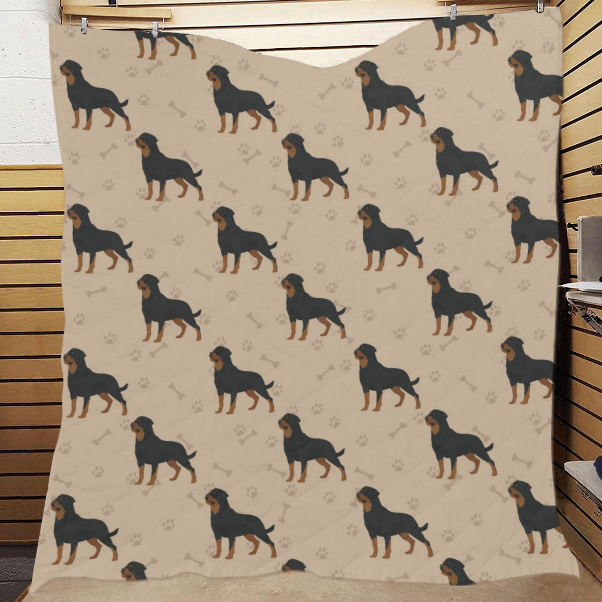Rottweiler Pattern Print Design A01 Premium Quilt