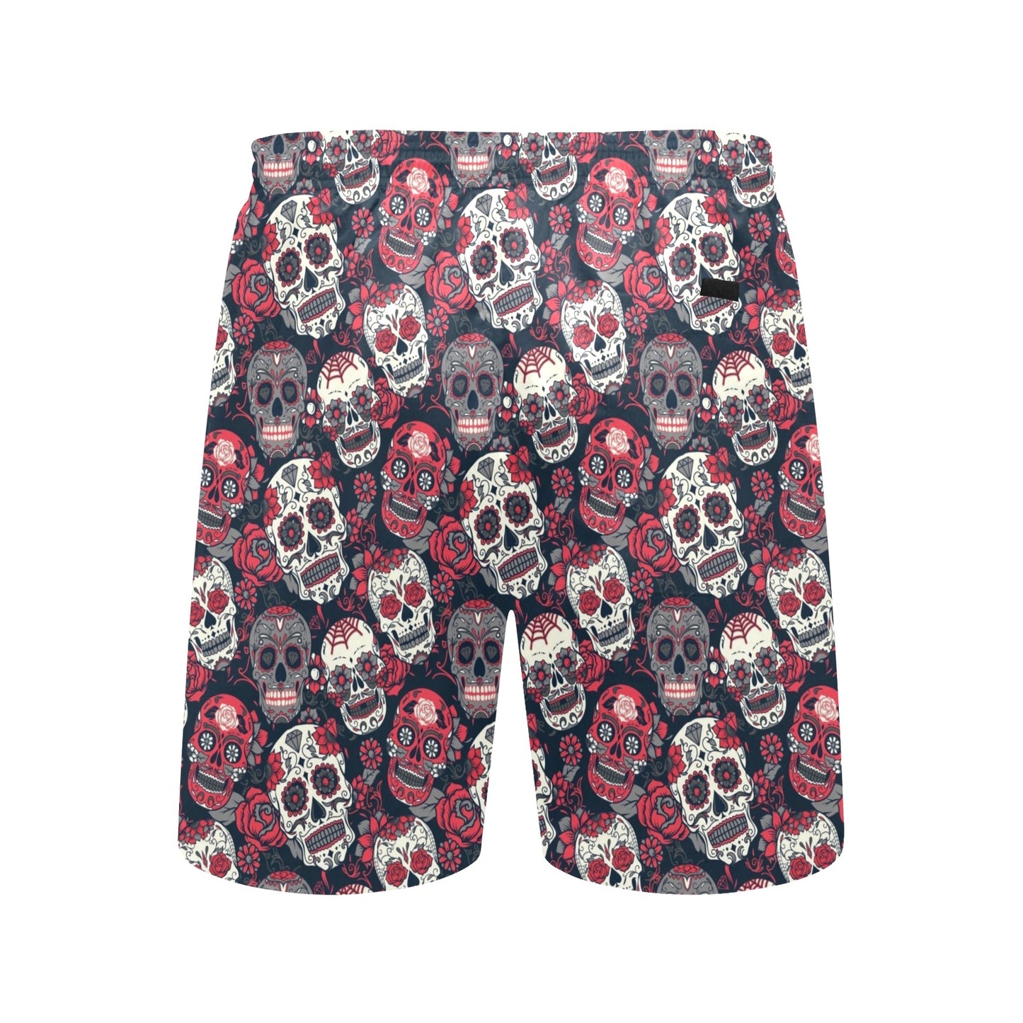Sugar Skull Print Design LKS303 Men's Swim Trunks Beach Shorts