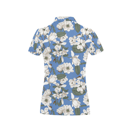 Magnolia Pattern Print Design 01 Women's Polo Shirt