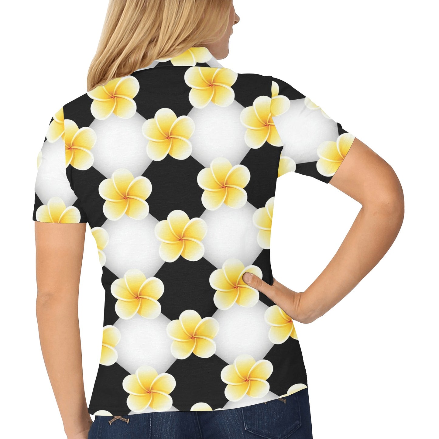 Plumeria Pattern Print Design A04 Women's Polo Shirt