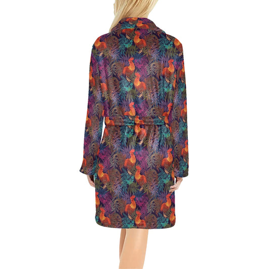 Rooster Print Style Women's Fleece Robe