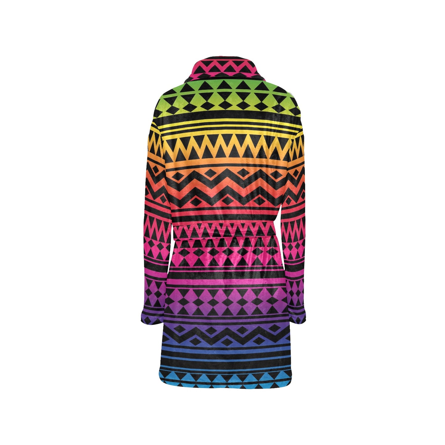 Rainbow Tribal Pattern Print Design A02 Women's Fleece Robe