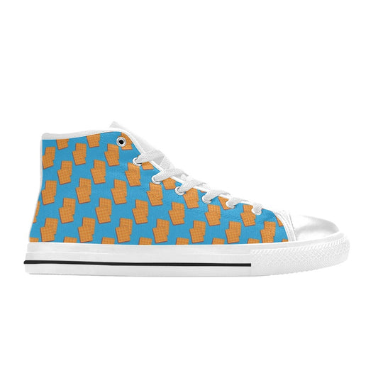 Waffle Print Design LKS304 Men's High Top Canvas Shoes