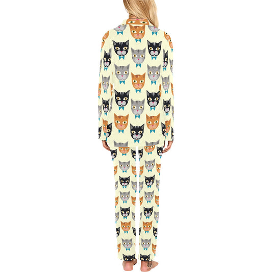 Cat Pattern Print Design 05 Women's Long Pajama Set