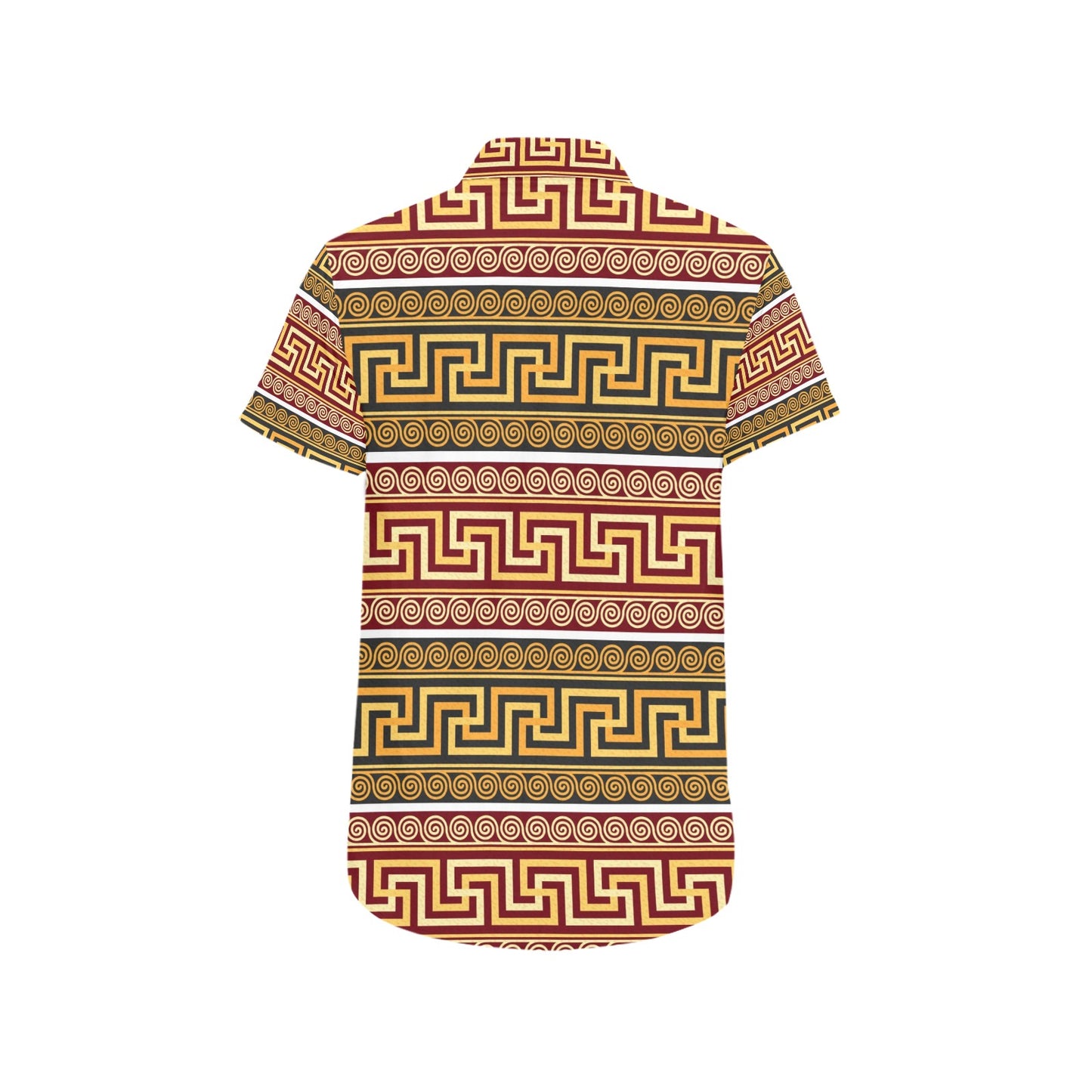 Ancient Greek Pattern Print Design LKS302 Men Short Sleeve Button Up Shirt