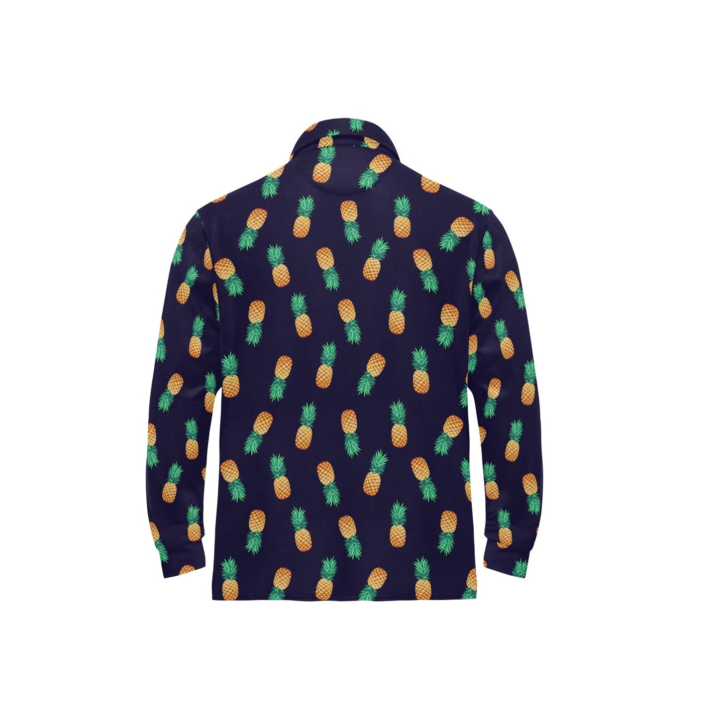 Pineapple Pattern Long Sleeve Polo Shirt For Men's